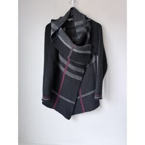 Elisabetta Wool Sweater Cardigan Women's S Plaid Italy Alpaca Tartan Academia